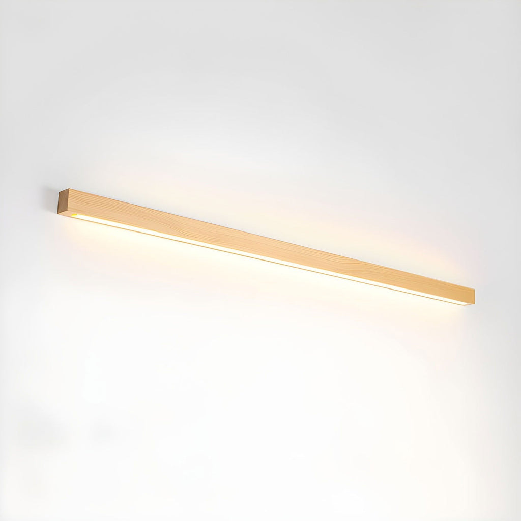 Applique lineare in legno con luce sottile