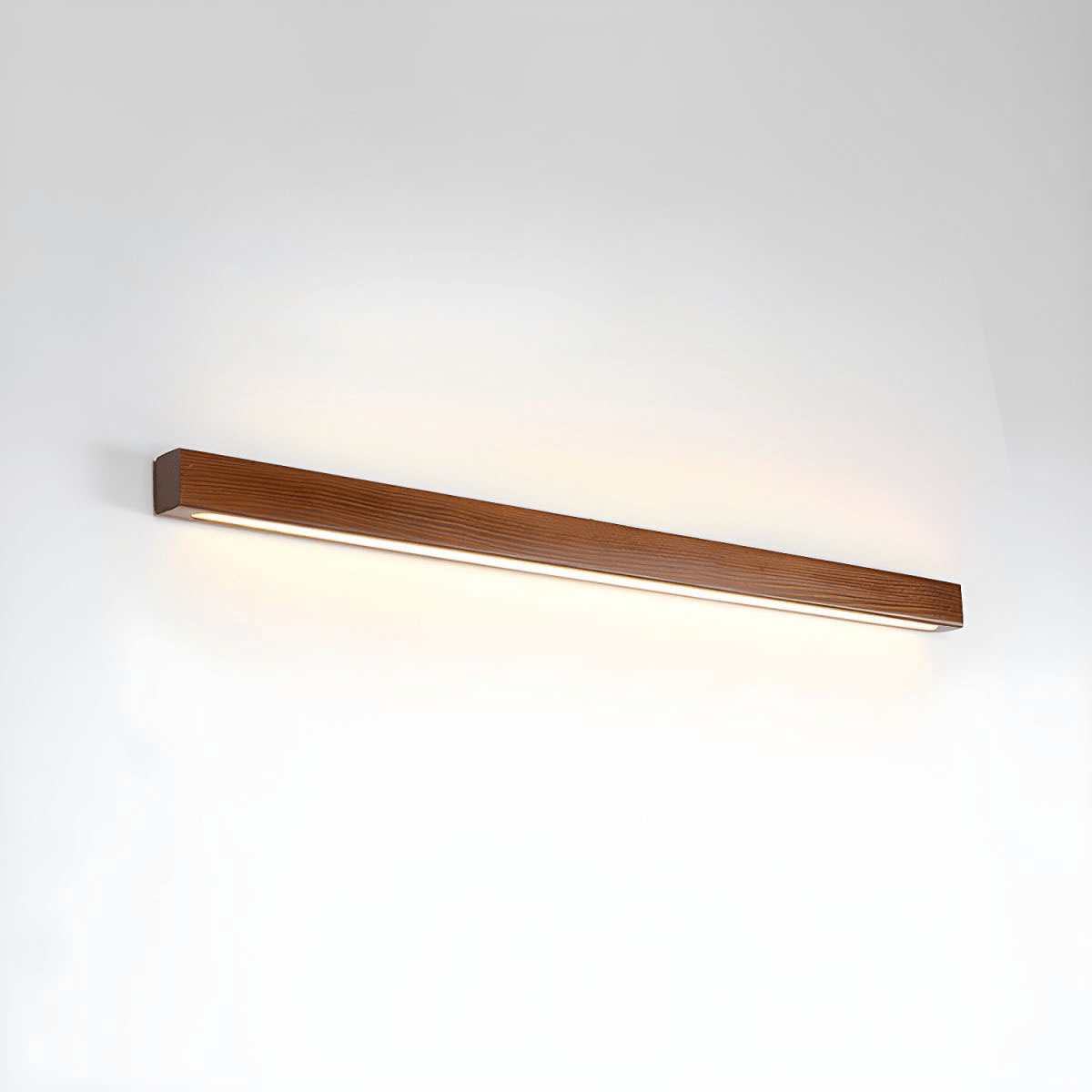 Applique lineare in legno con luce sottile