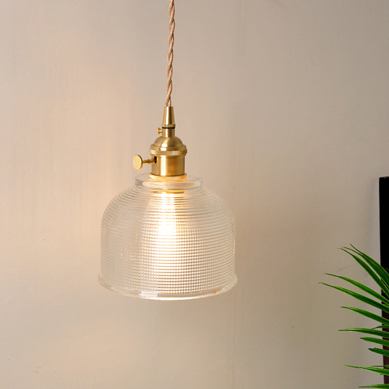 Applique da parete industriale 1 luce con paralume in vetro trasparente per comodino