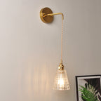 Applique da parete industriale 1 luce con paralume in vetro trasparente per comodino