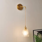 Applique da parete industriale 1 luce con paralume in vetro trasparente per comodino
