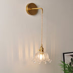 Applique da parete industriale 1 luce con paralume in vetro trasparente per comodino