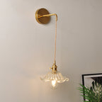 Applique da parete industriale 1 luce con paralume in vetro trasparente per comodino