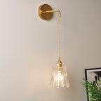 Applique da parete industriale 1 luce con paralume in vetro trasparente per comodino
