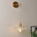 Applique da parete industriale 1 luce con paralume in vetro trasparente per comodino