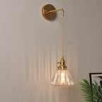 Applique da parete industriale 1 luce con paralume in vetro trasparente per comodino