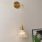 Applique da parete industriale 1 luce con paralume in vetro trasparente per comodino