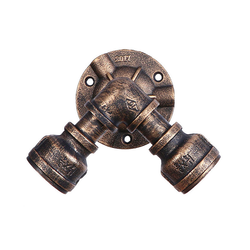 Applique a parete industriale 2 luci con paralume in ferro battuto stile rustico bronzo anticato