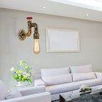 Applique da parete industriale a forma di rubinetto in ottone anticato con valvola – 1 luce