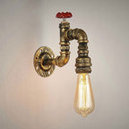 Applique da parete industriale a forma di rubinetto in ottone anticato con valvola – 1 luce
