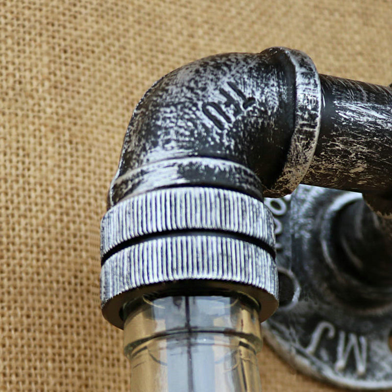 Applique da parete in vetro grigio/blu a forma di bottiglia di vino 2 luci stile industriale