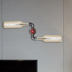 Applique da parete in vetro grigio/blu a forma di bottiglia di vino 2 luci stile industriale