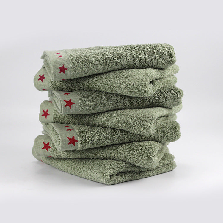 Asciugamano viso in cotone morbido con bordo decorativo a stelle