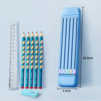 Astuccio multifunzione per bambini con 5 matite 2B, gomma e righello