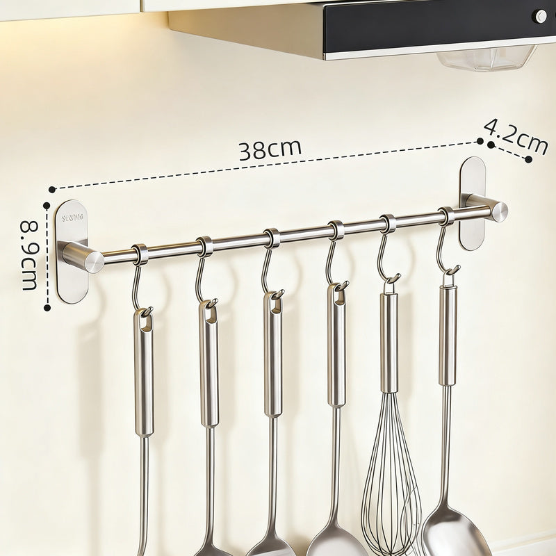 Barra portautensili da parete in acciaio inox per cucina