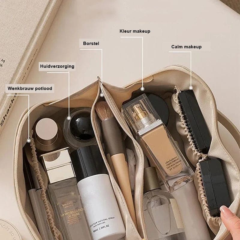 Beauty case BellaPack con apertura larga, impermeabile e scomparti regolabili