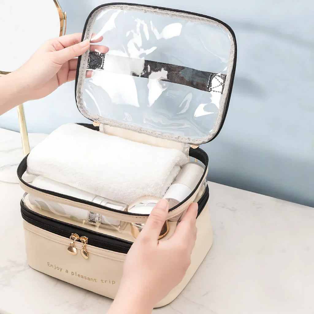 Beauty case Cosmavera 2 in 1 trasparente e impermeabile per viaggio e uso quotidiano