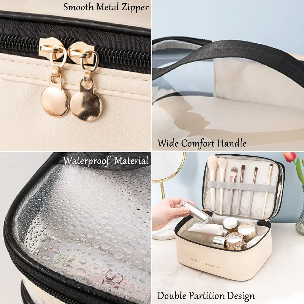 Beauty case Cosmavera 2 in 1 trasparente e impermeabile per viaggio e uso quotidiano