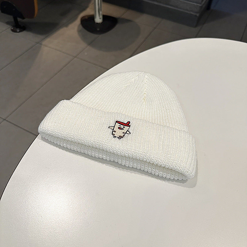 Berretto a maglia con ricamo