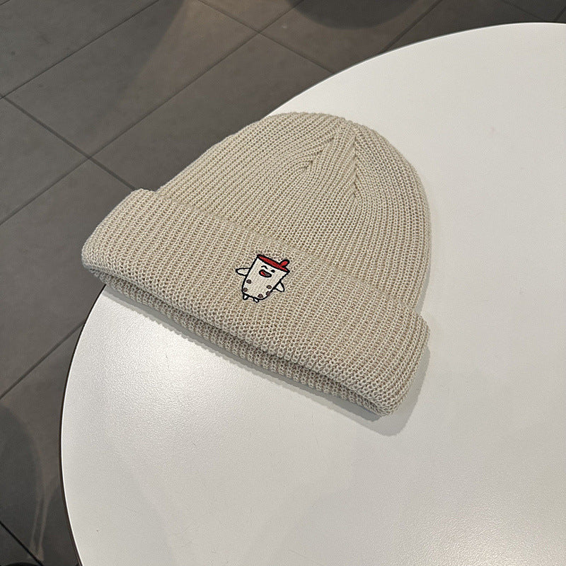 Berretto a maglia con ricamo
