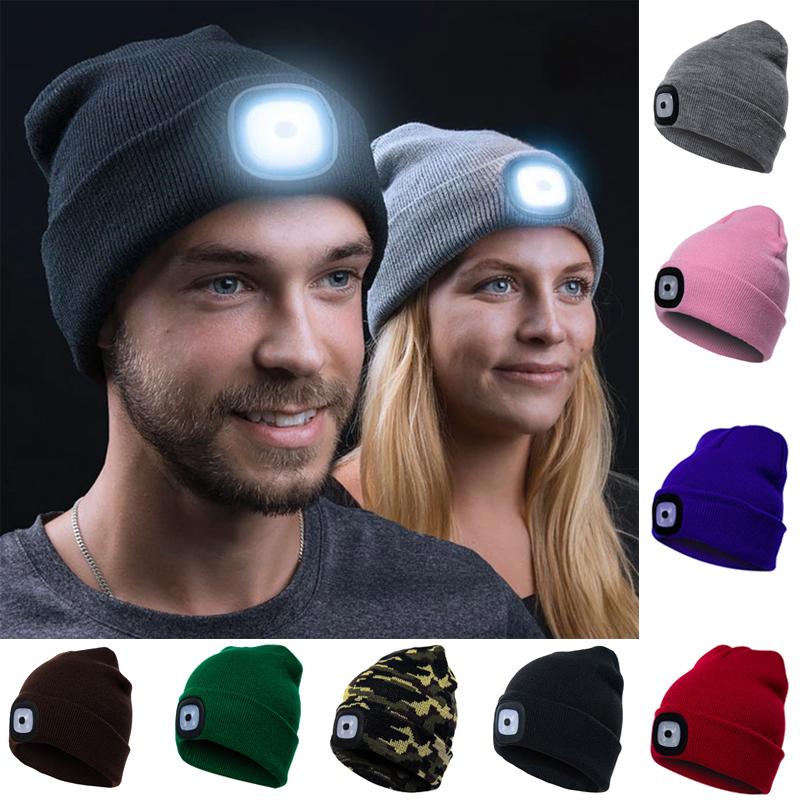 Berretto in maglia con lampada LED rimovibile
