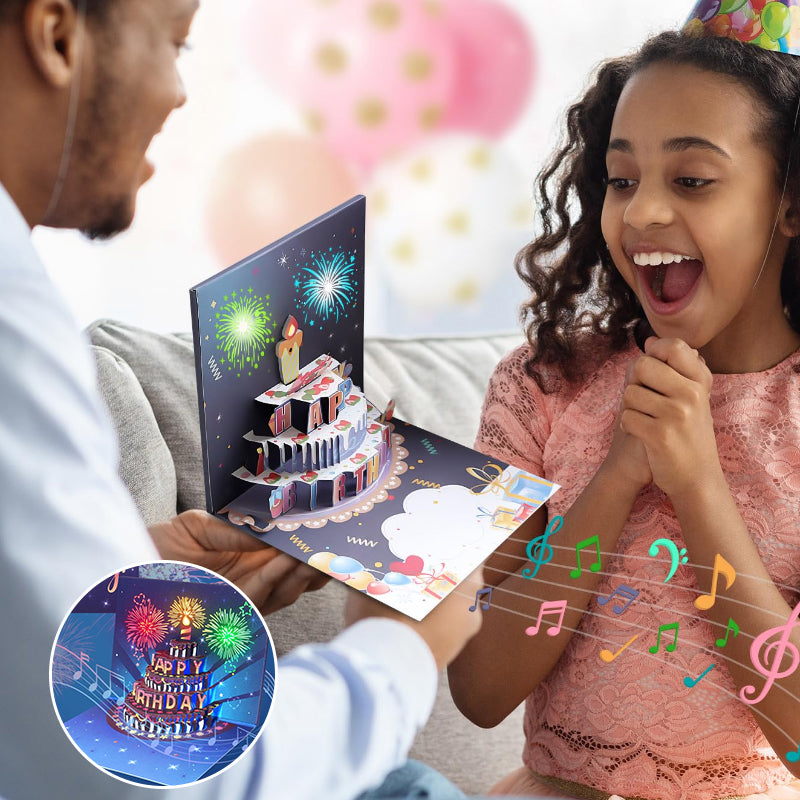 Biglietto d'auguri pop-up con luci e musica