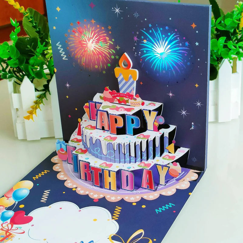 Biglietto d'auguri pop-up con luci e musica