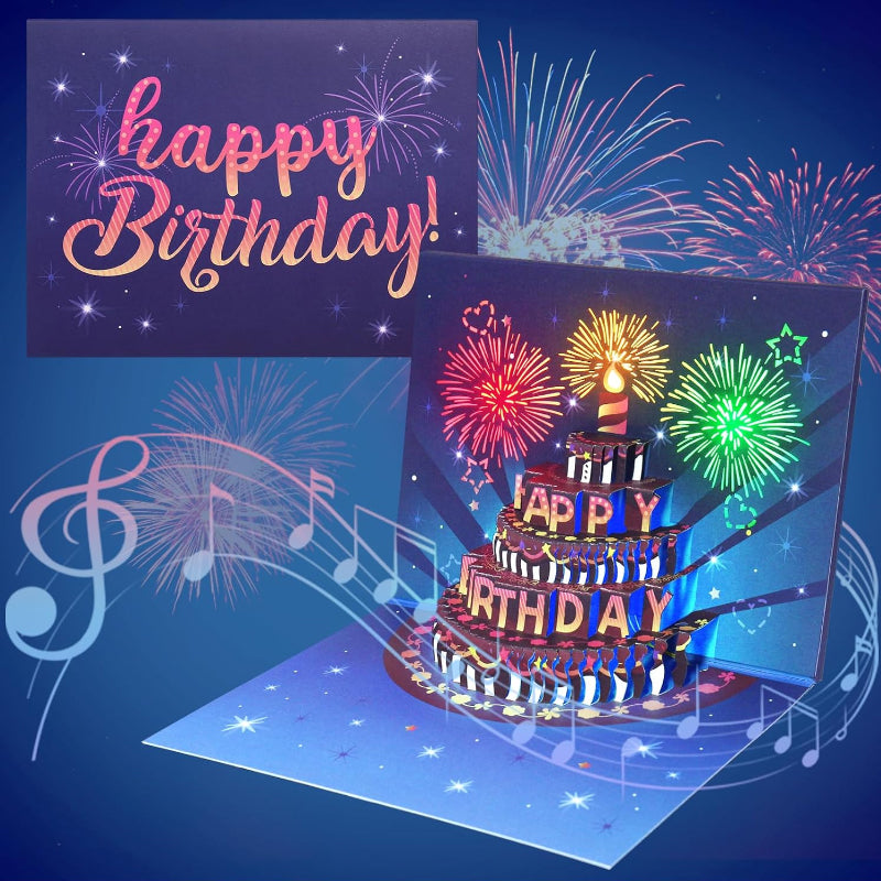 Biglietto d'auguri pop-up con luci e musica