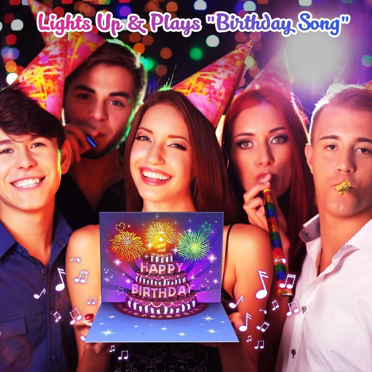 Biglietto musicale 3D con candela LED da «soffiare»
