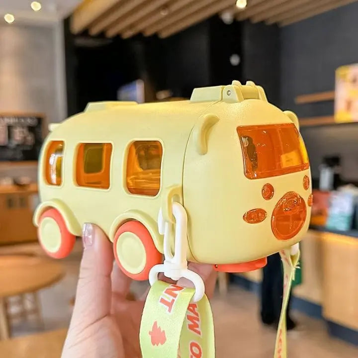 Borraccia a forma di autobus da 500 ml con cannuccia e tracolla