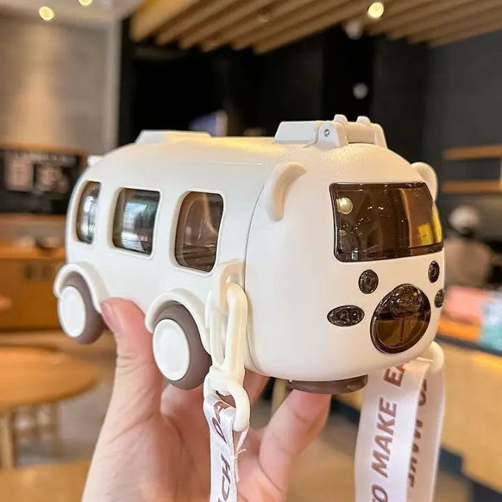 Borraccia a forma di autobus da 500 ml con cannuccia e tracolla