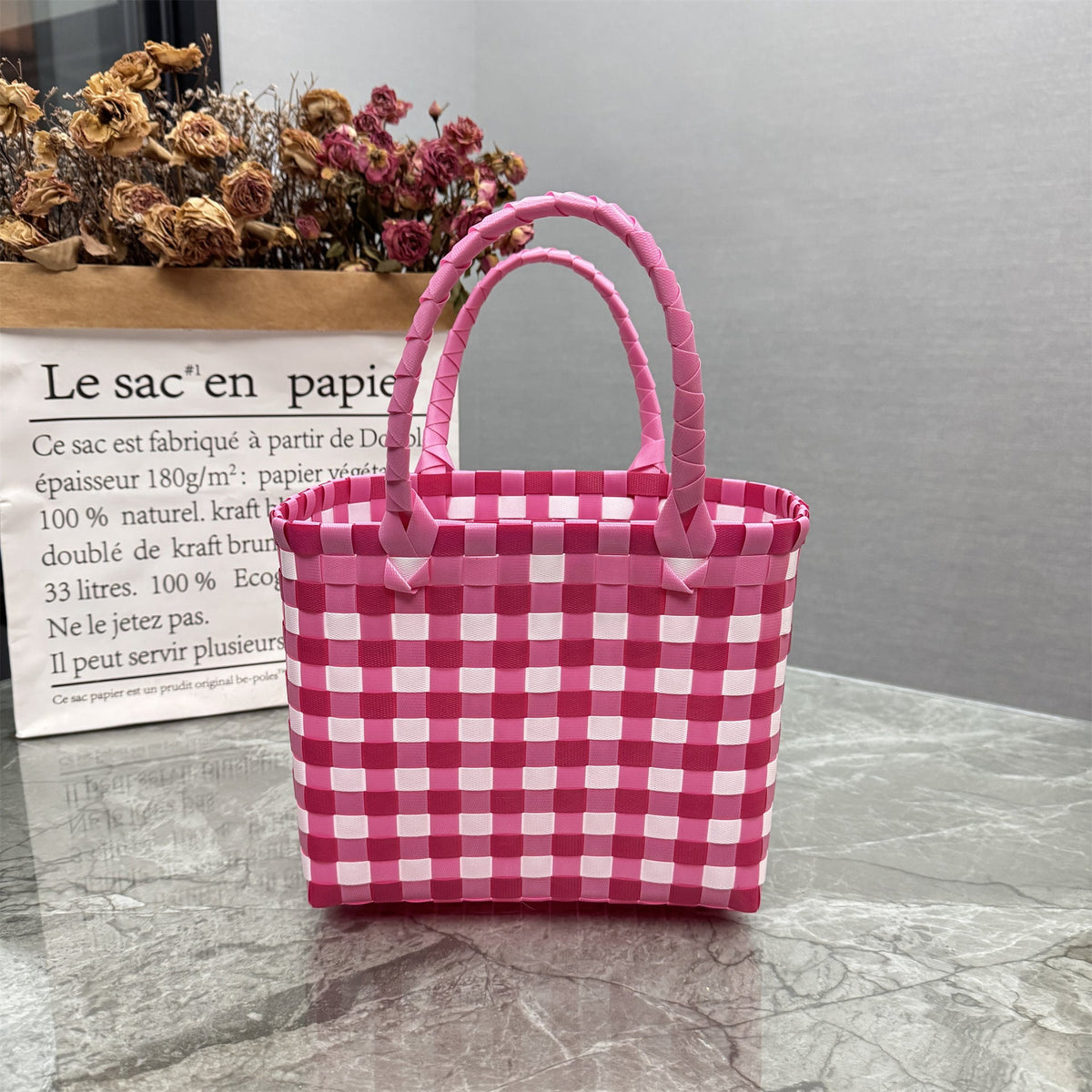 Borsa a mano giocosa con fiore e fiocco