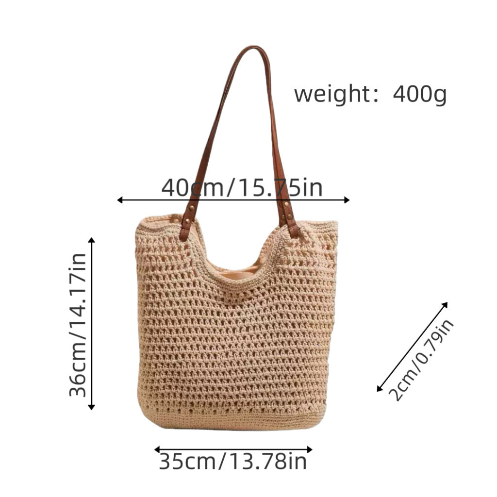 Borsa a spalla artigianale in materiali naturali