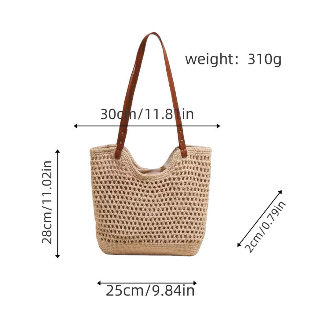 Borsa a spalla artigianale in materiali naturali