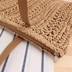Borsa a spalla da spiaggia in materiale naturale intrecciato a mano