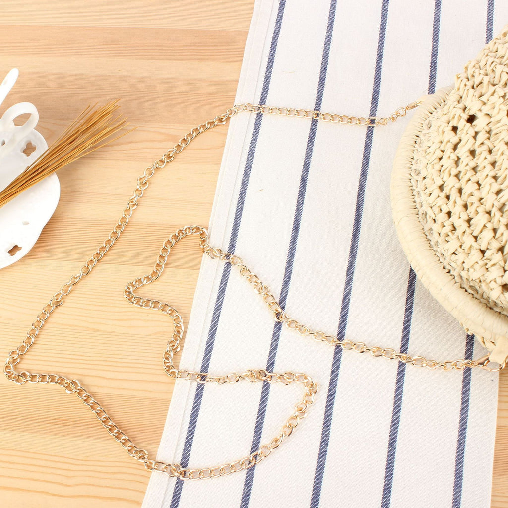 Borsa a spalla in fibre naturali intrecciate a mano con catena decorativa