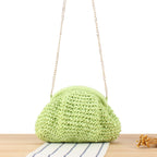 Borsa a spalla in fibre naturali intrecciate a mano con catena decorativa