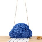 Borsa a spalla in fibre naturali intrecciate a mano con catena decorativa
