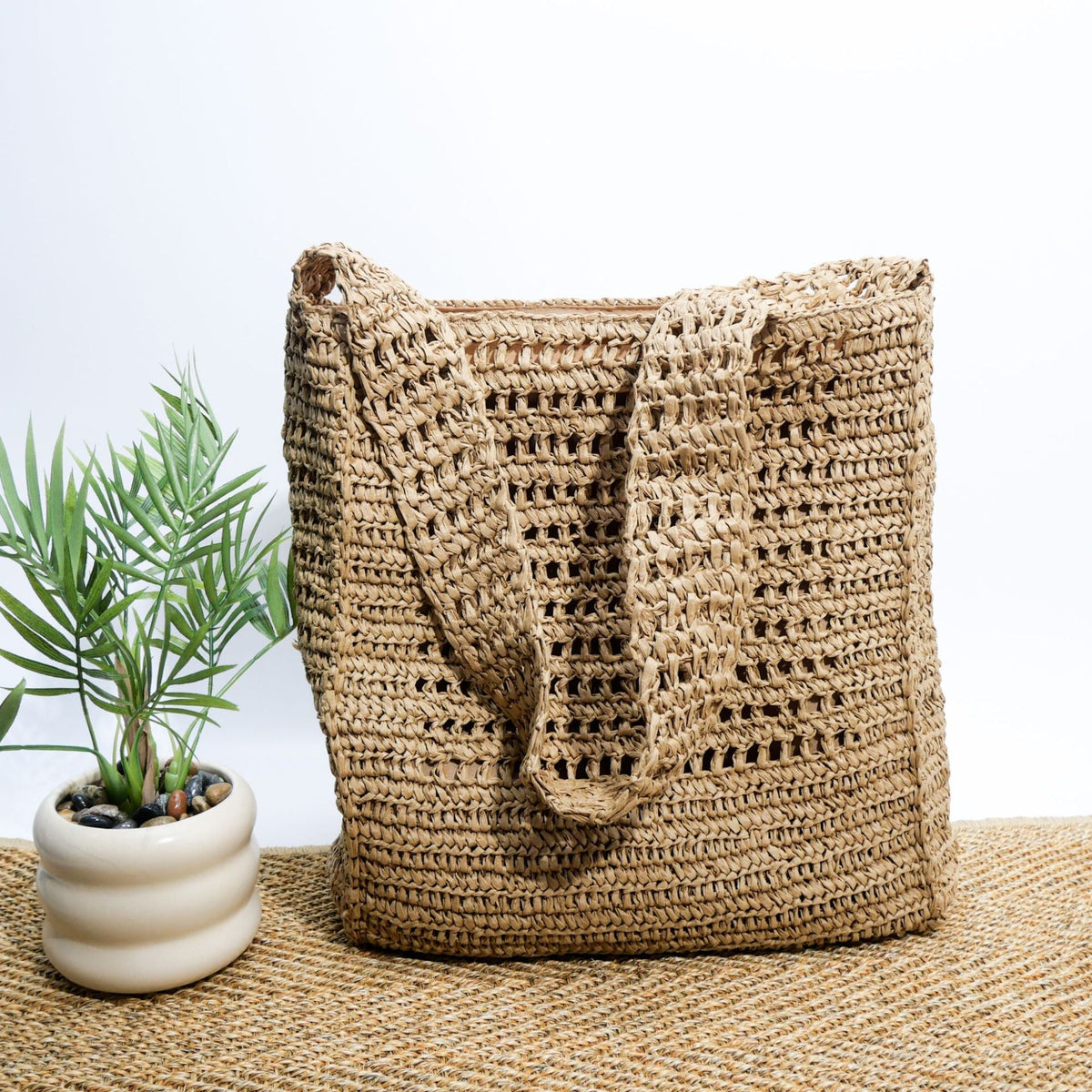 Borsa a spalla in materiali naturali