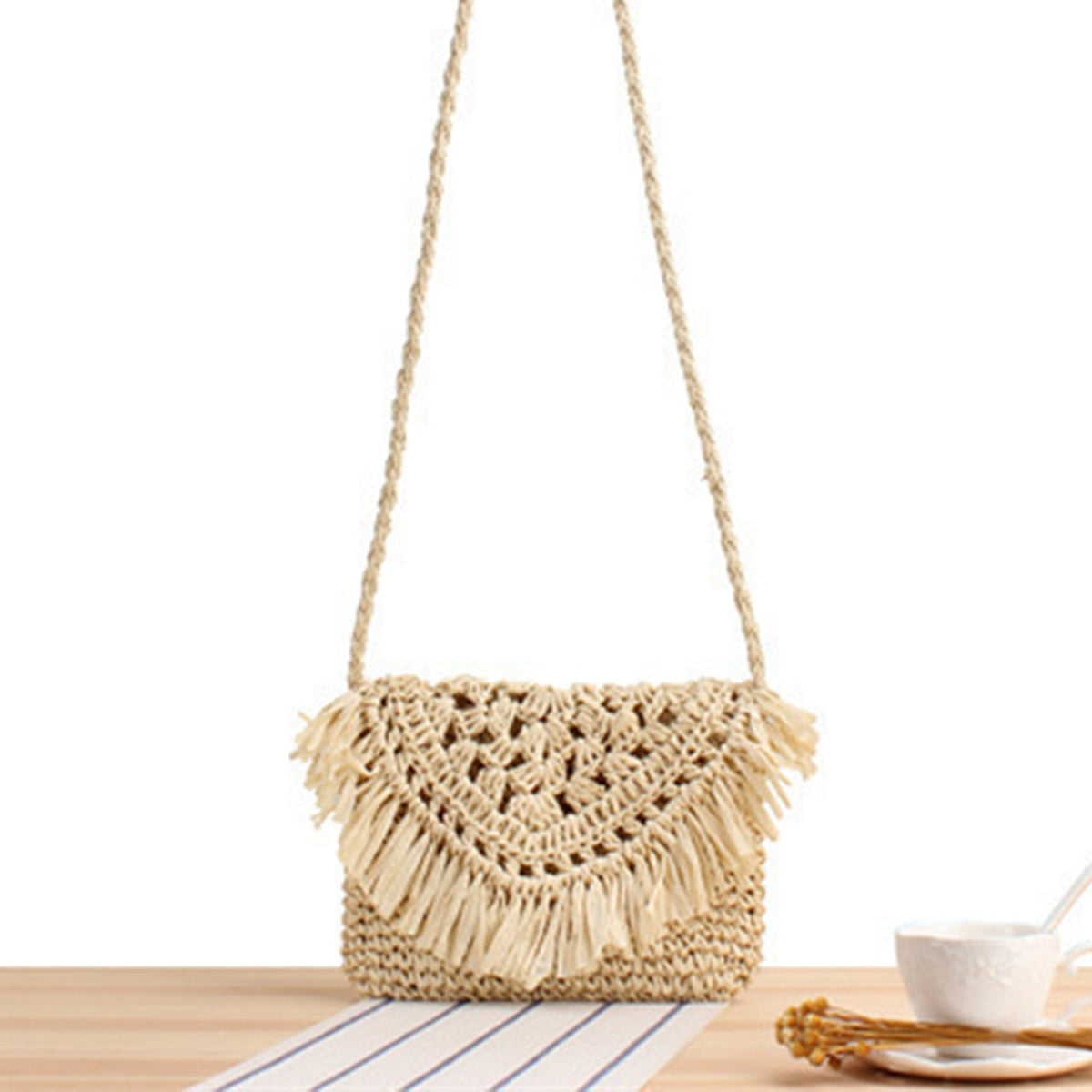 Borsa a tracolla con frange