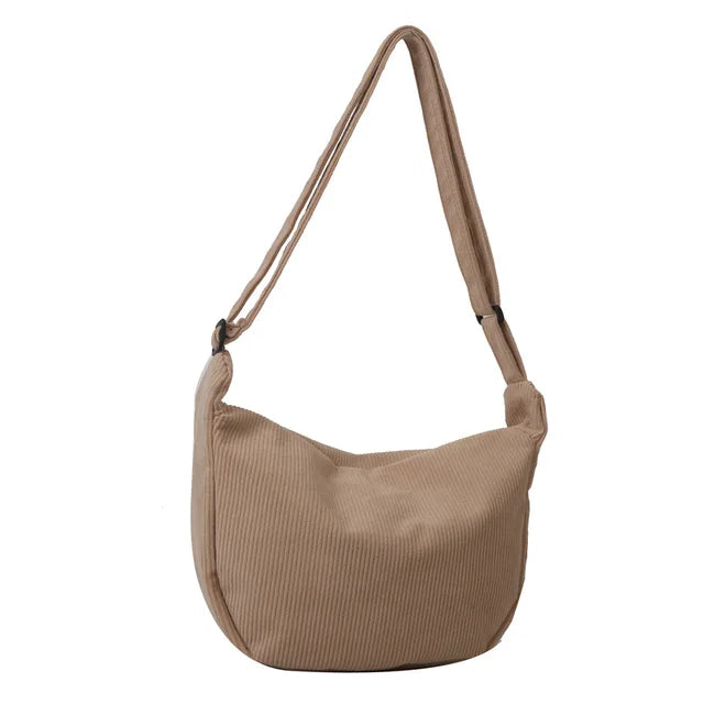 Borsa a tracolla in velluto a coste per donna