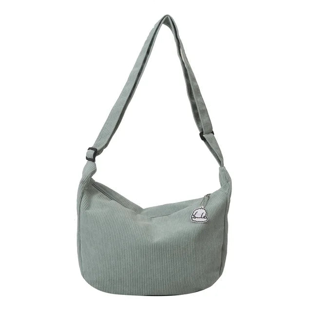 Borsa a tracolla in velluto a coste per donna