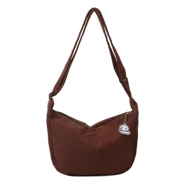 Borsa a tracolla in velluto a coste per donna