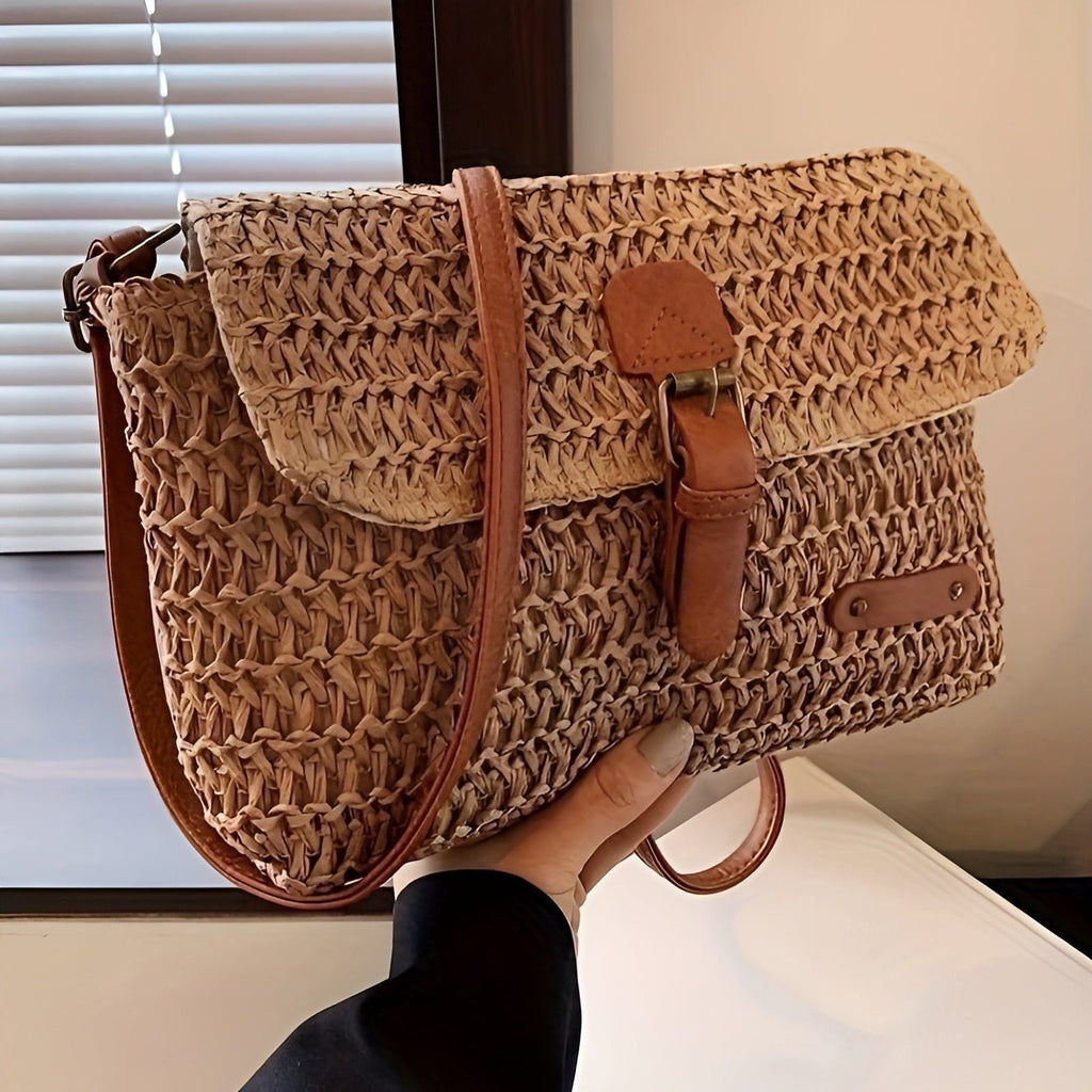 Borsa Annalise – Borsa a spalla in paglia intrecciata stile vintage per l'estate