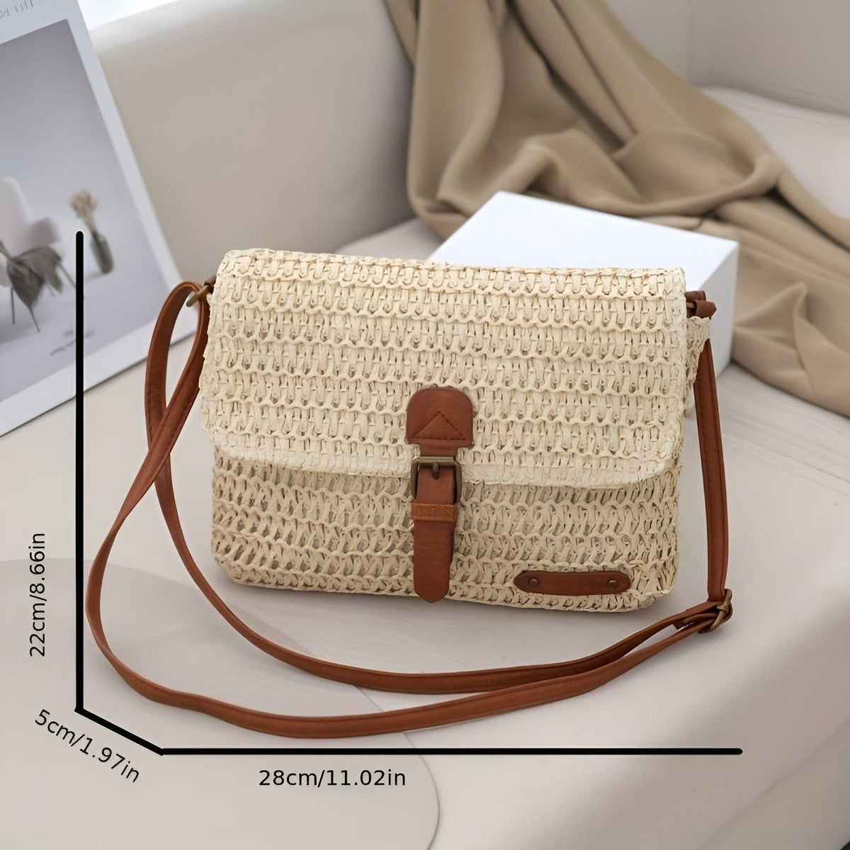 Borsa Annalise – Borsa a spalla in paglia intrecciata stile vintage per l'estate