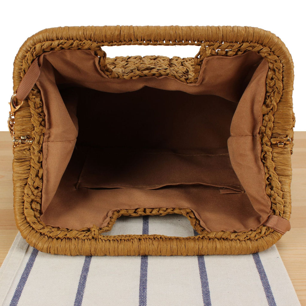 Borsa intrecciata a mano effetto cesto