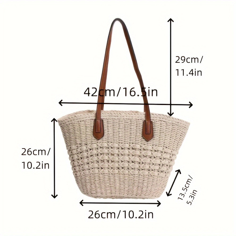 Borsa intrecciata con manici in pelle