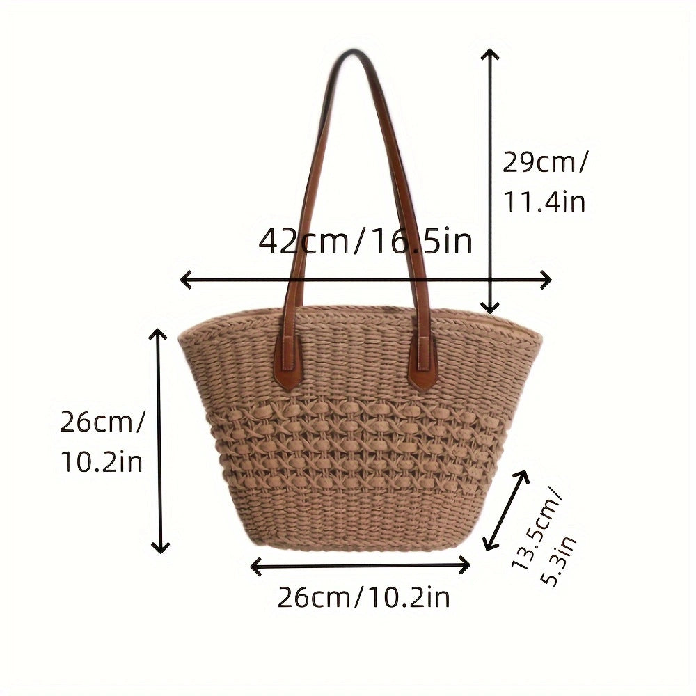 Borsa intrecciata con manici in pelle