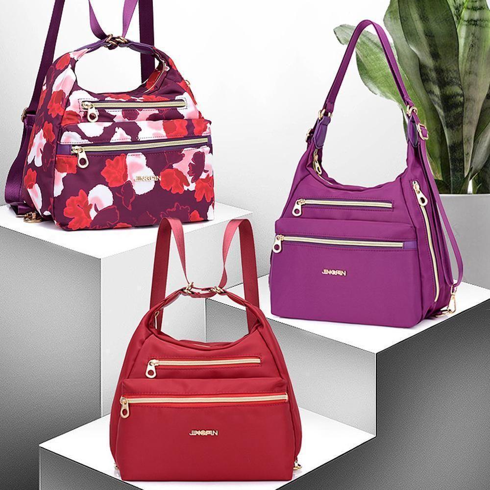Borsa multifunzione con doppie zip, tracolla e zaino