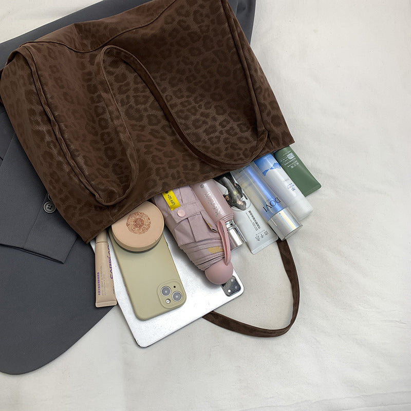 Borsa tote a spalla in camoscio testurizzato